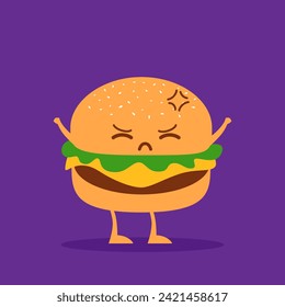 Cute Burger Cartoon Character Expression