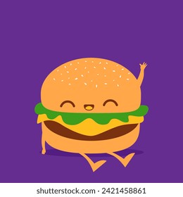 Cute Burger Cartoon Character Expression