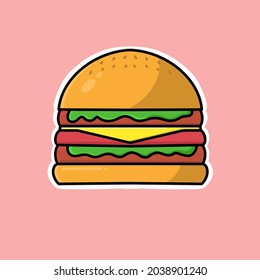 ilustración vectorial de la caricatura de la hamburguesa linda