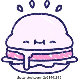 Cute Burger Chalk Drawing in bright neon color
