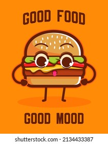 cute burger character with concept