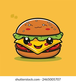 Cute Burger character smiling vector artwork