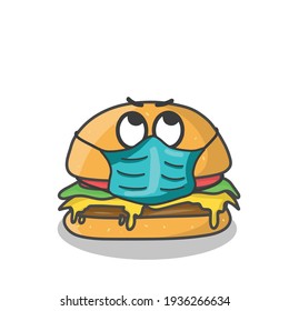 Cute burger character vector template design illustration
