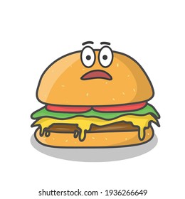 Cute burger character vector template design illustration