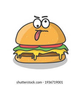 Cute burger character vector template design illustration