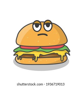 Cute burger character vector template design illustration