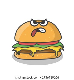 Cute burger character vector template design illustration