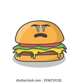Cute burger character vector template design illustration