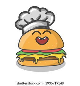 Cute burger character vector template design illustration