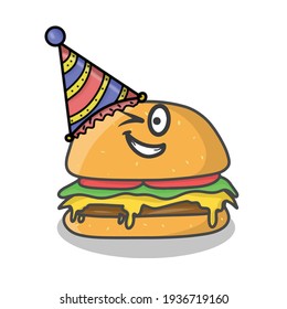 Cute burger character vector template design illustration