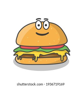 Cute burger character vector template design illustration