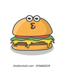 Cute burger character vector template design illustration