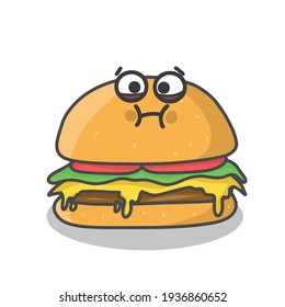 Cute burger character vector template design illustration