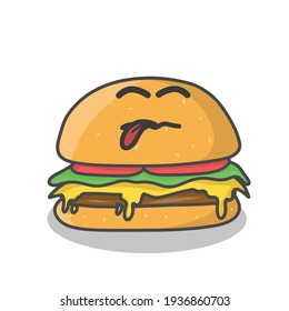 Cute burger character vector template design illustration