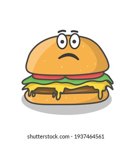 Cute burger character vector template design illustration