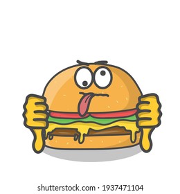 Cute burger character vector template design illustration