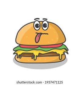 Cute burger character vector template design illustration