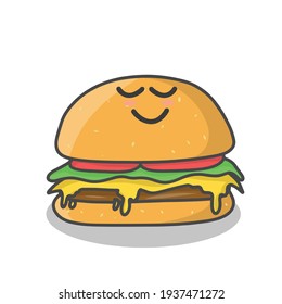Cute burger character vector template design illustration