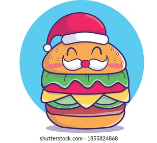 cute burger an christsmas hat