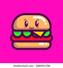 cute burger food character vector