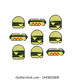 Cute burger and hotdog Illustration, wallpaper, lockscreen, pattern. modern simple food vector icon, flat graphic symbol in trendy flat design style.