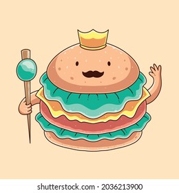 cute burger illustration design vector