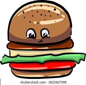 Burger, ilustración, vector sobre fondo blanco