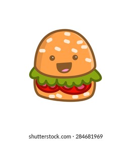 Cute burger mascot