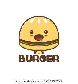 cute burger mascot cartoon fast food illustration