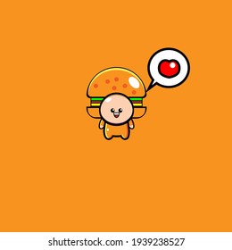 The cute burger mascot character vector design has a hidden love