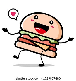 Cute burger mascot vector design