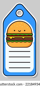 Cute burger. Notebook label. Note label. Vector stickers