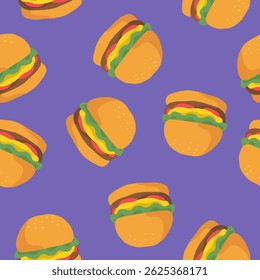 Design de vetor de fundo de padrão de hambúrguer bonito