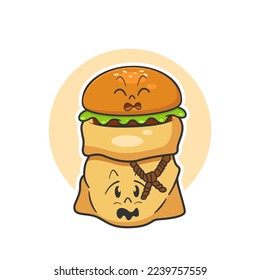 cute burger and sack characters
