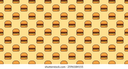 Cute burger seamless pattern background, burger pattern wallpaper, burger vector