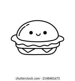 Dibujo vectorial simple de la hamburguesa de quemador de cartón blanco y negro