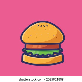 cute burger small. cartoon food concept Isolated illustration. Flat cartoon Style suitable for Sticker Icon Design Premium Logo vector