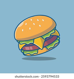 Cute burger vector children's illustration Q version vector cartoon illustration