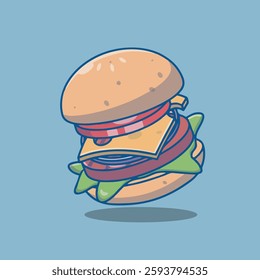 Cute burger vector children's illustration Q version vector cartoon illustration