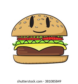 Cute burger vector illustration