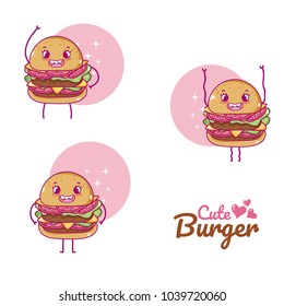 Cute burgers cartoons