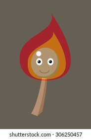 cute burning match cartoon vector