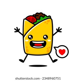 Cute Burrito Cartoon Character Premium Vector