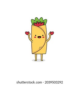 Cute Burrito cartoon character spreading love