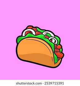 Icono lindo de la comida rápida de la ilustración de la historieta del burrito para los niños y los amantes de la comida