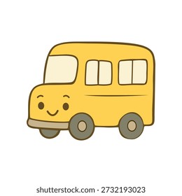Icono lindo del autobús – Ilustración vectorial plana del Transporte de Kawaii