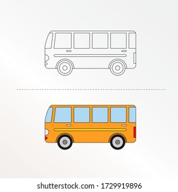 Cute Bus Vector Design Illustration. Coloring book pages for kids.