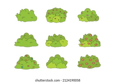 cute bush tree illustration set