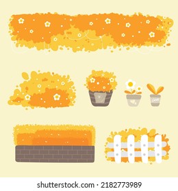 cute bushes and flowers, hand drawn