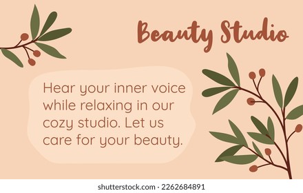 Cute business card design template with plant motive.